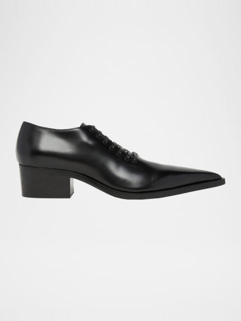 Alexander McQueen Men's Leather Pointed-Toe Derby Shoes
