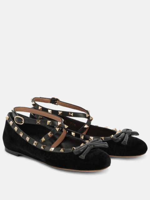 Rockstud velvet ballet flats