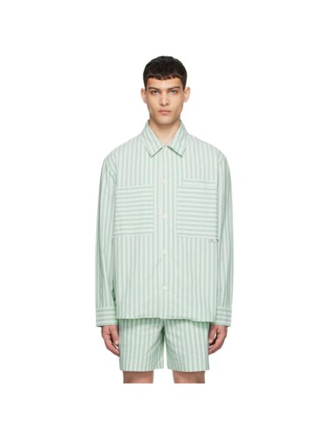 Maison Kitsuné Green Striped Shirt
