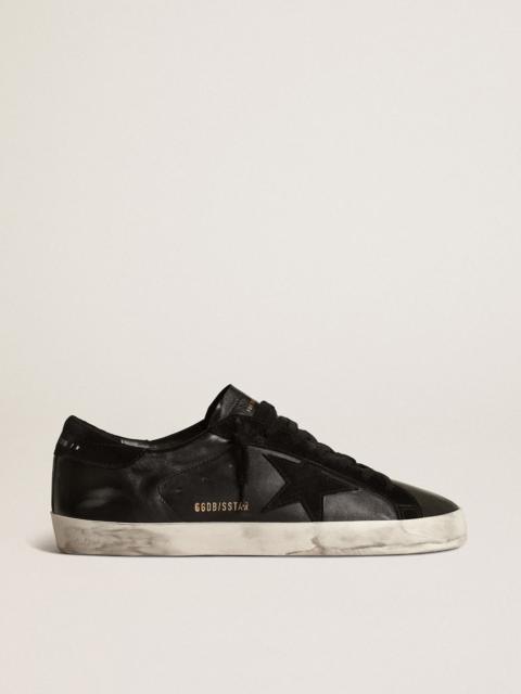 Golden Goose Super-Star in black nappa with black suede star and heel tab