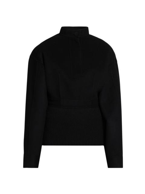Jil Sander Women's Half Placket Wool Sweater - Black