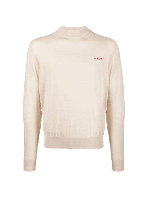 embroidered-logo virgin-wool jumper