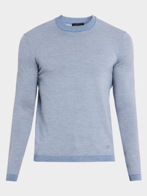 EMPORIO ARMANI Men's Wool Geometric Check Crewneck Sweater