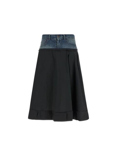 Maison Margiela MIDI SKIRT - BLACK/BLUE DENIM