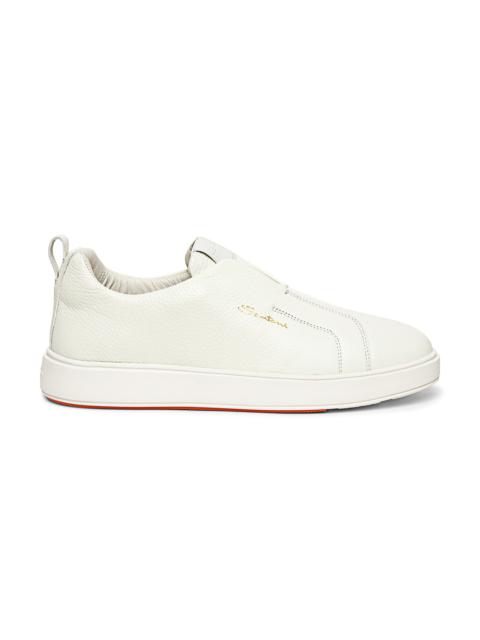 Santoni Men’s white tumbled leather slip-on sneaker