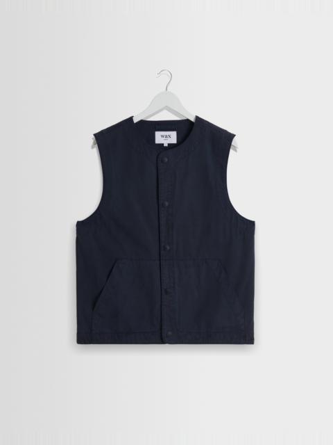 Wax London Jedd - Navy Organic Cotton Ripstop Gilet