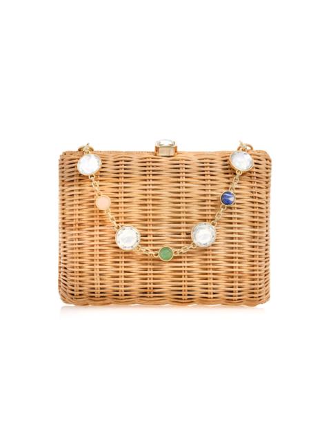 JUDITH LEIBER Hailey Wicker Basket Clutch neutral