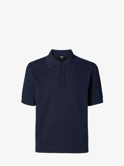 FENDI Polo shirt Dark blue cotton and viscose tricot polo shirt