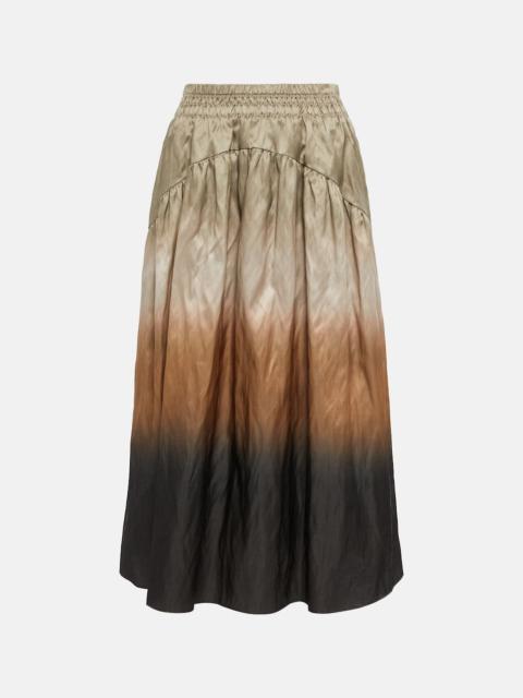 Printed high-rise satin skirt