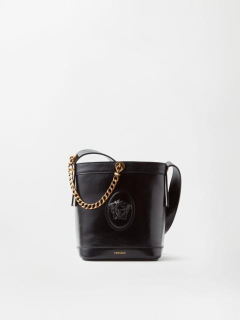VERSACE Pivot Mini Leather Bucket Bag