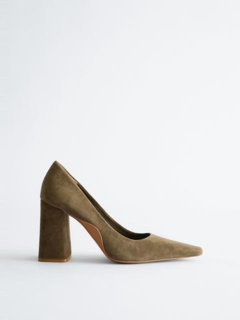 & Other Stories Suede Block-Heel Pumps
