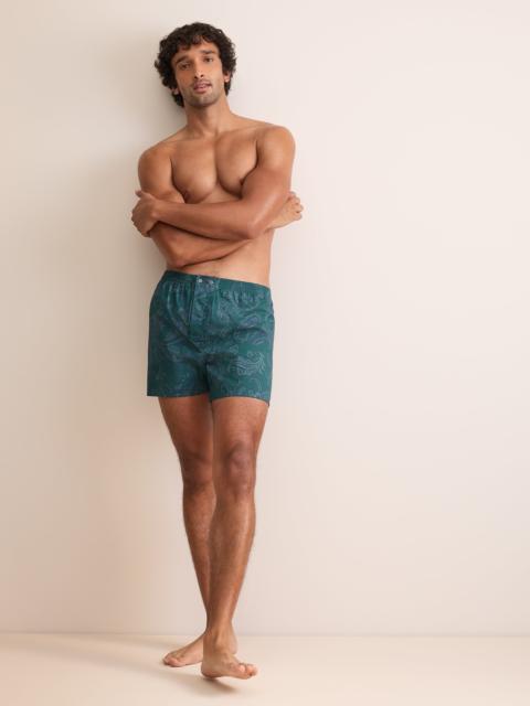 Derek Rose Ledbury Cotton Batiste Classic Fit Boxers Muted Teal & Navy Paisley