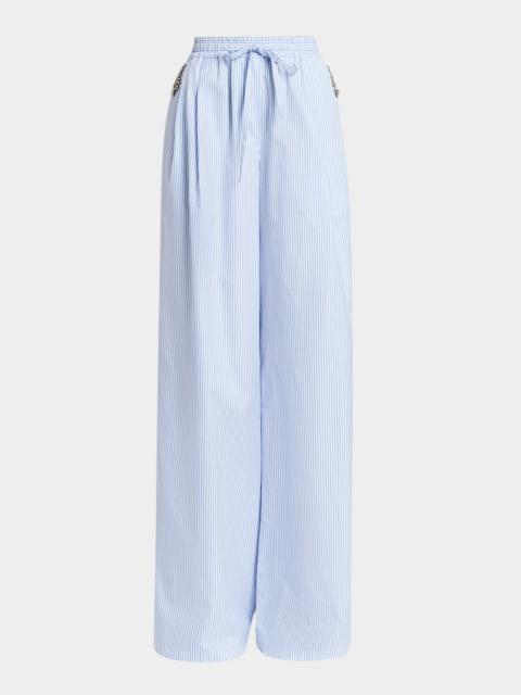 Dolce & Gabbana Embellished Striped Wide-Leg Pull-On Pants