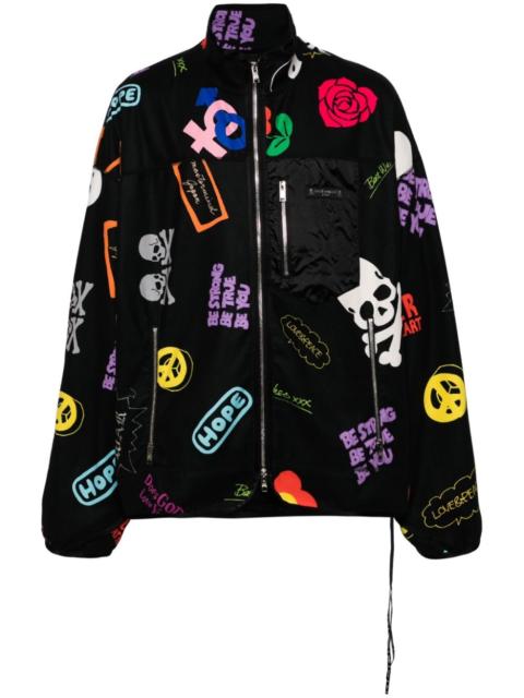 graphic-print zip-up jacket