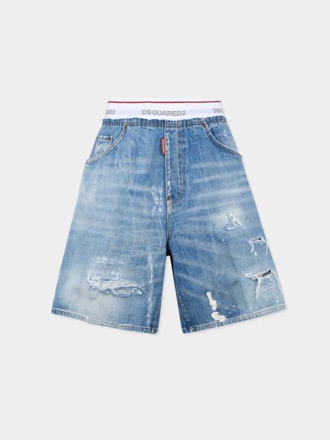 DSQUARED2 LIGHT WASH SURFER SHORTS