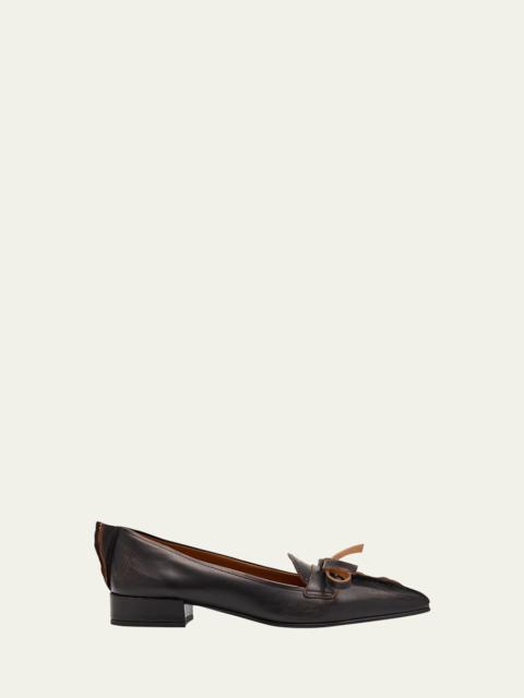 Prada Leather Block-Heel Loafers