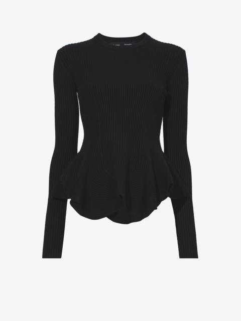 Proenza Schouler Fluted Rib Knit Peplum Sweater