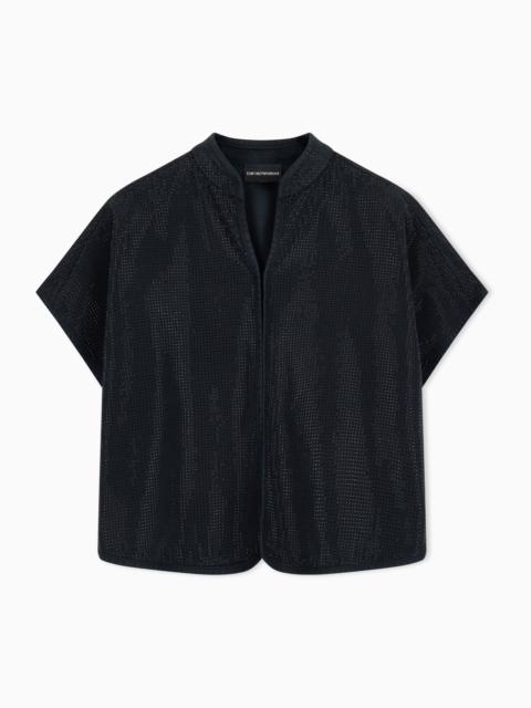 EMPORIO ARMANI DRILL TOP WITH ALL-OVER MICRO STUDS
