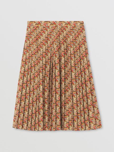Burberry Tiger Print Pleated Skirt