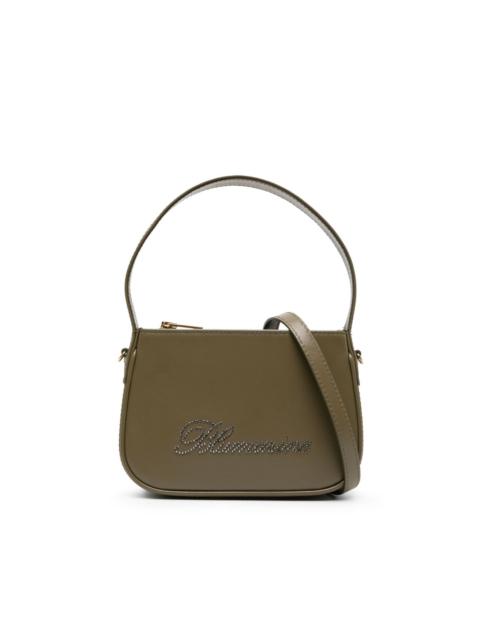 Blumarine rhinestone-logo leather tote bag