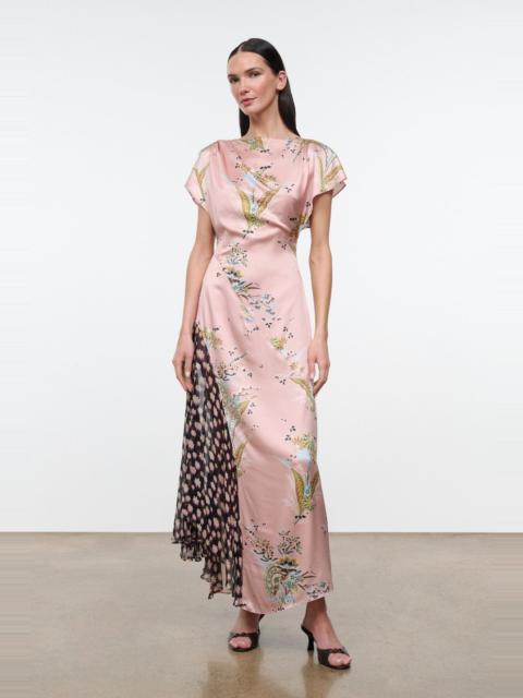 STAUD STAUD FAWN SILK DRESS TAPESTRY ROSE MULTI