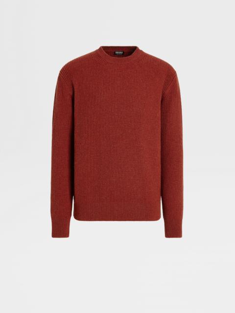 ZEGNA DARK RED MÉLANGE OASI CASHMERE CREWNECK