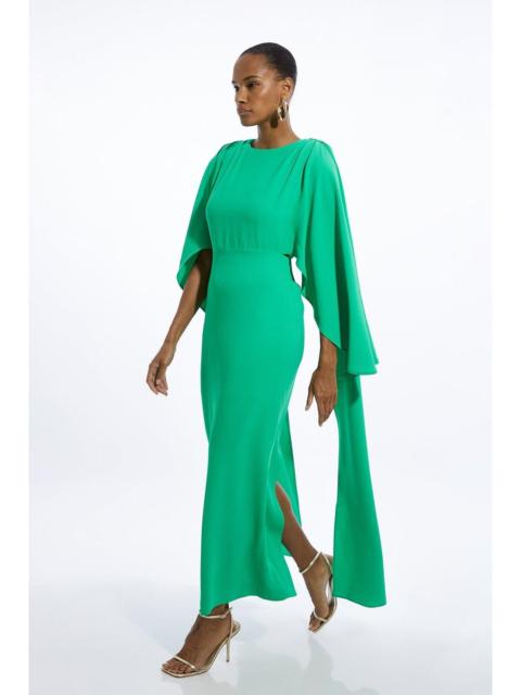 KAREN MILLEN Compact Stretch Viscose Cape Detail Maxi Dress