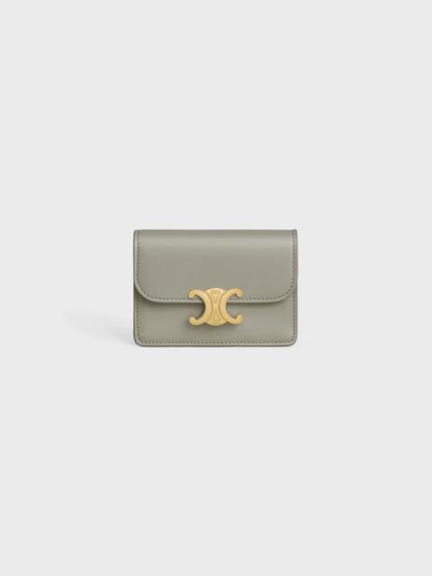 CELINE CARD HOLDER WITH FLAP TRIOMPHE in Shiny calfskin