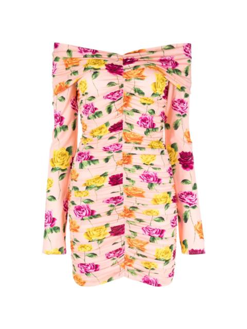 floral-print off-shoulder minidress