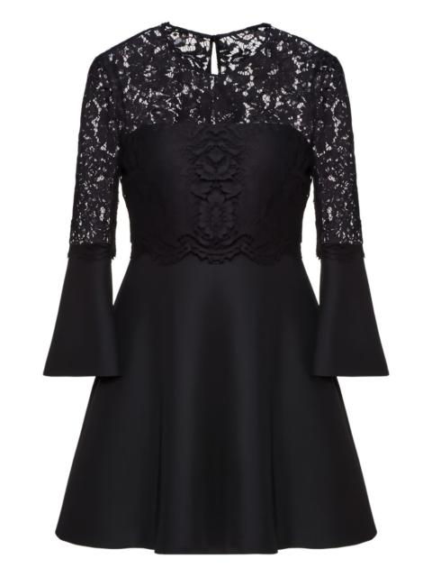 Valentino lace-paneled flared dress