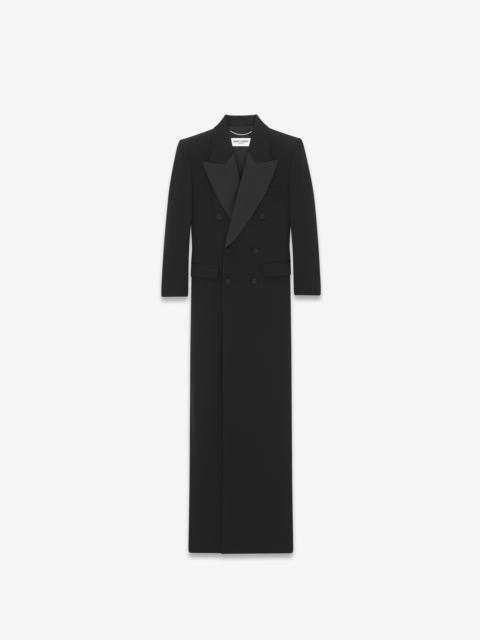 SAINT LAURENT long tuxedo dress coat in grain de poudre