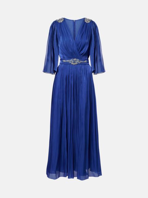 COSTARELLOS Embellished Lurex georgette gown