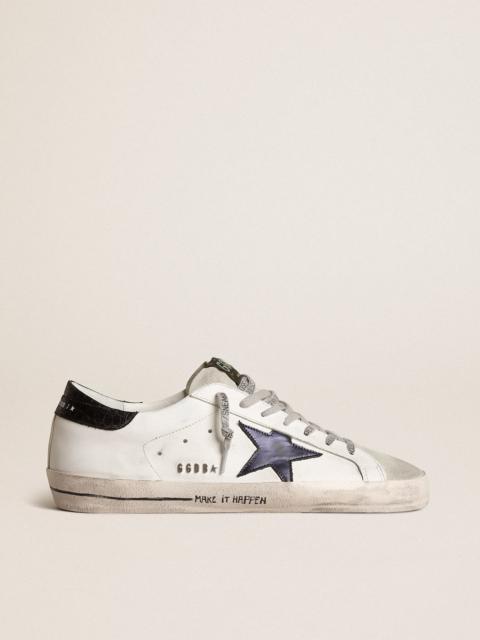 Golden Goose Super-Star with blue metallic leather star and black heel tab