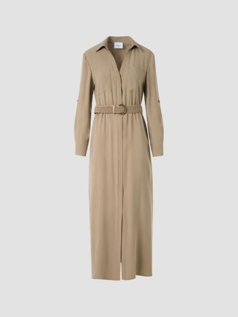 AKRIS Women's Twill Belted Trench-Style Midi Dress - Beige