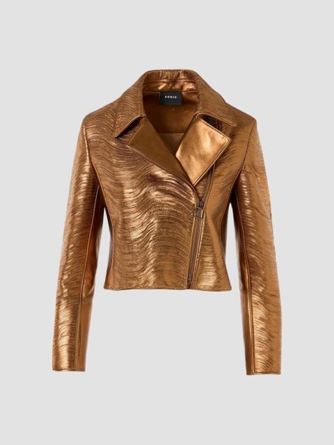 AKRIS Women's Clary Lamé Leather Biker Jacket - Gold