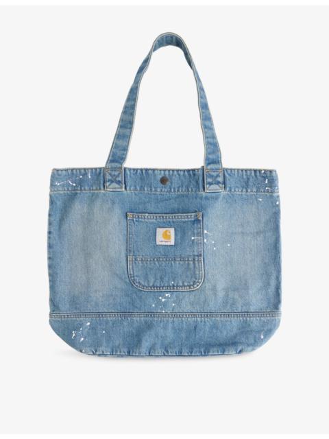 Carhartt WIP Logo-Patch Paint-Splatter Denim Tote Bag