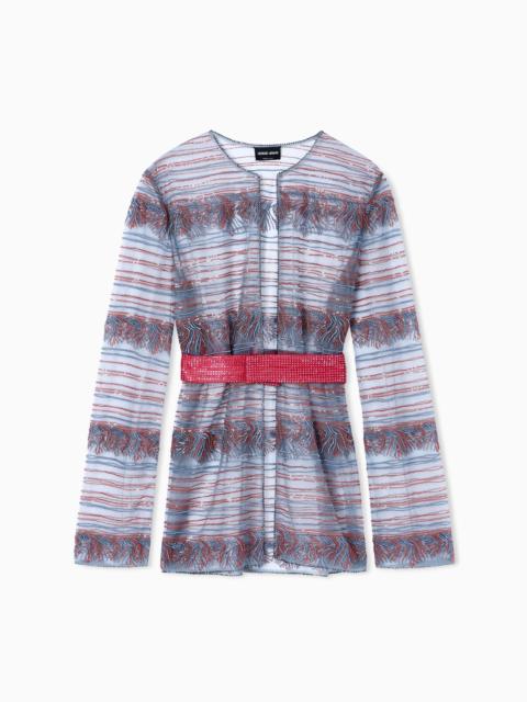 GIORGIO ARMANI EMBROIDERED TULLE SHIRT JACKET