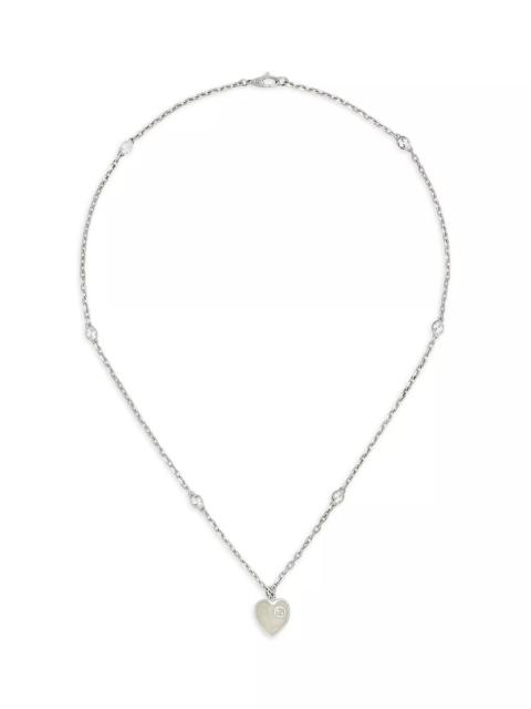 Sterling Silver Enamel Interlocking G Heart Pendant Necklace, 19.7"