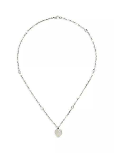 GUCCI Sterling Silver Enamel Interlocking G Heart Pendant Necklace, 19.7"