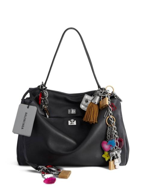 Women's Rodeo Large Handbag Used Effect With Charms in Black