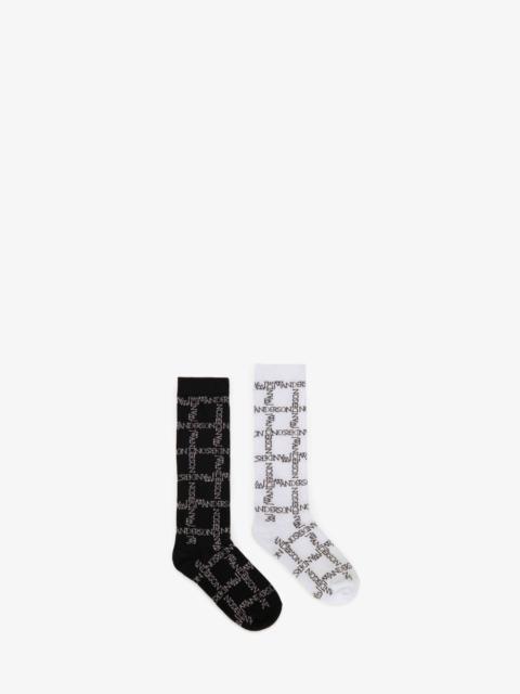 JW Anderson LONG SOCKS WITH LOGO GRID - BUNDLE