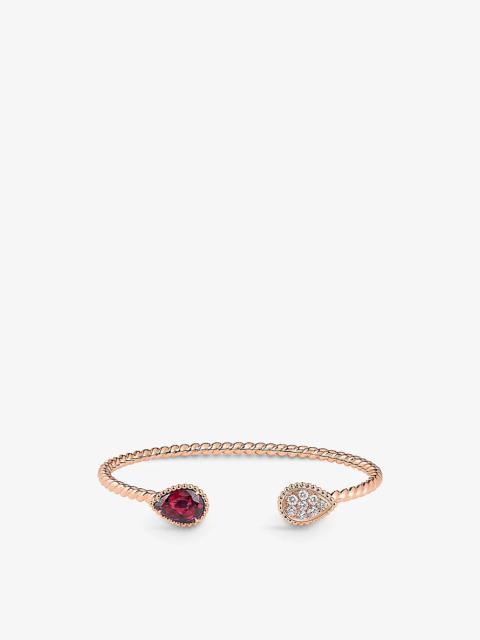 Boucheron Serpent Bohème 18ct pink-gold, 0.32ct brilliant-cut diamond and 2.56ct rhodolite bangle bracelet