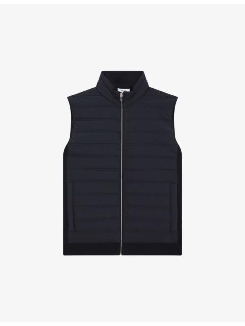 REISS William padded PU and knitted gilet