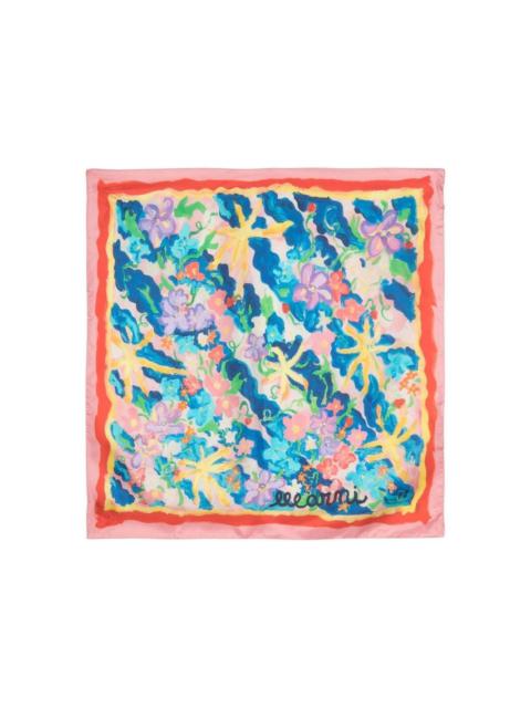 silk floral-print scarf
