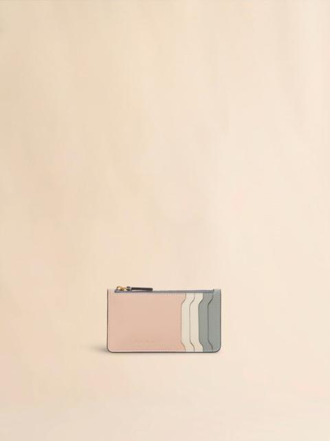 Marni LIGHT PINK, WHITE, AND GREY LEATHER TRUNKAROO CARDHOLDER