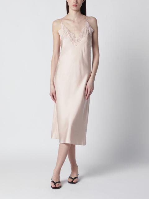 RÓHE Light pink silk slip dress with lace