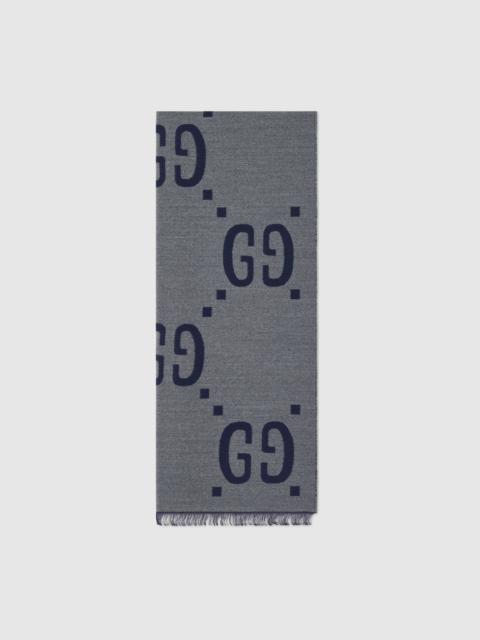 GG jacquard wool silk scarf