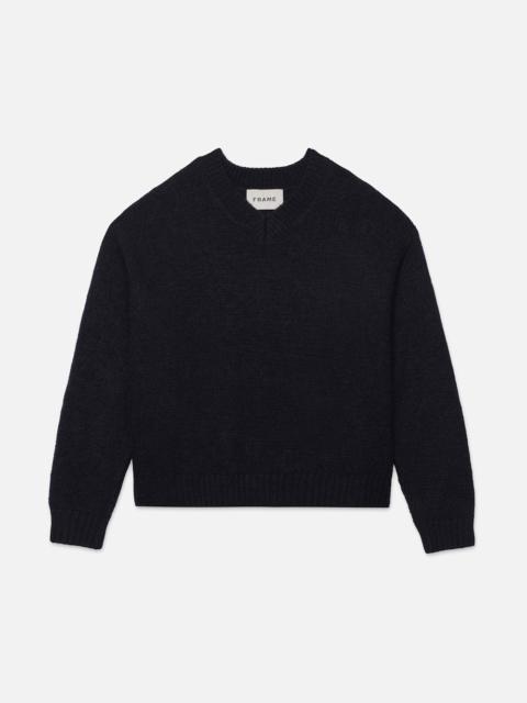 FRAME Chunky V-Neck Sweater in Navy