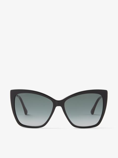 JIMMY CHOO Seba
Black Round-Frame Sunglasses with Crystal Embellishment