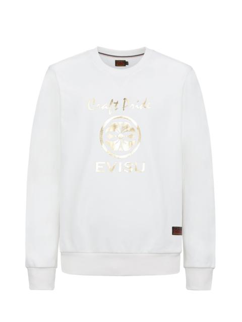 EVISU KAMON AND DAICOCK FOIL PRINT SWEATSHIRT